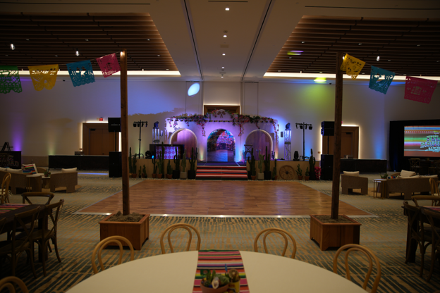 A view of the decorated stage in Las Vegas.
